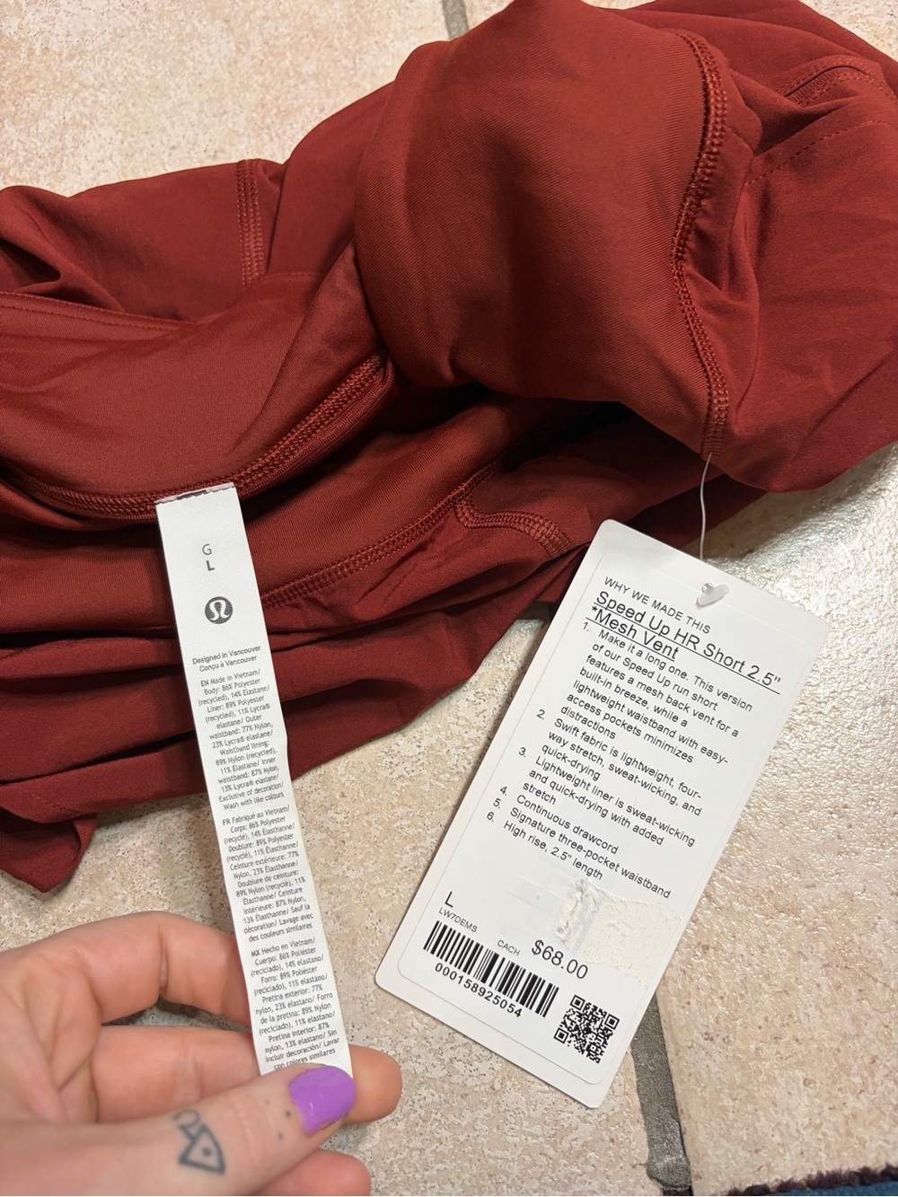 NWT Lululemon Speed Up High-Rise Short *2.5" Updated Mesh Vent Cranberry Charm L - Picture 4 of 8